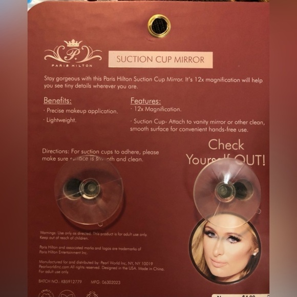Paris‎ Hilton suction cup 12X magnifying mirror new - Picture 5 of 11